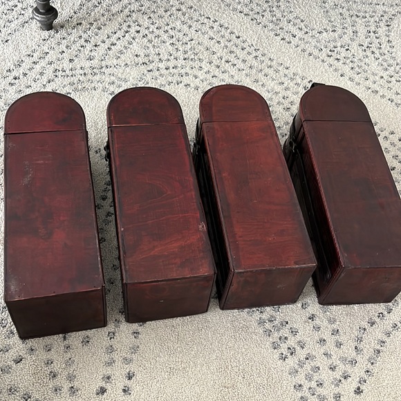 Wine wood holder carrier box Set of 4 - Picture 5 of 8